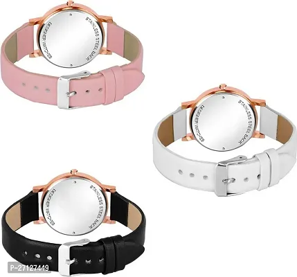 Stylish Multicoloured Leather Analog Watches For Women Pack Of 3-thumb3