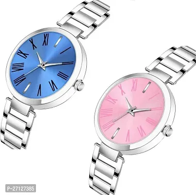 Stylish Silver Metal Analog Watches For Women Pack Of 2-thumb0