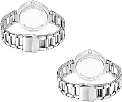 Stylish Silver Metal Analog Watches For Women Pack Of 2-thumb1