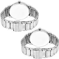 Stylish Silver Metal Analog Watches For Men Pack Of 2-thumb2