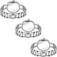 Stylish Silver Metal Analog Watches For Women Pack Of 3-thumb1