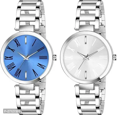 Stylish Silver Metal Analog Watches For Women Pack Of 2