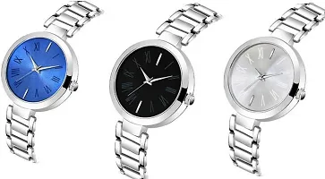 Stylish Silver Metal Analog Watches For Women Pack Of 3-thumb2