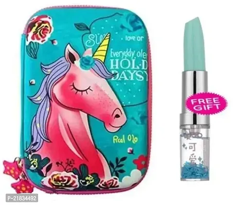 ARN Buy One Unicorn Hard Pouch Get Absolutely Free Lipstick Shape pen fir kids  Adults Combo offer-thumb0