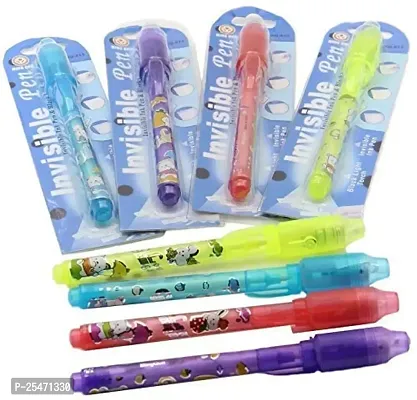 Invisible Magic Pen with UV-Light Birthday Return Gift Pen for Kids (Pack of 4)-thumb0