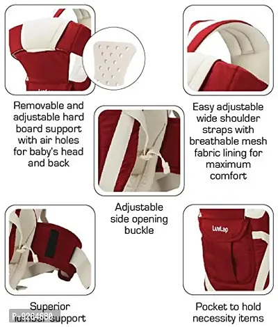 Baby Carrier Bag/Adjustable Hands Free 4 in 1 Baby/Baby sefty Belt/Child Safety Strip/Baby Sling Carrier Bag/Baby Back Carrier Bag (Maroon) Front Carry Facing-thumb3