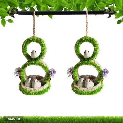 Artificial Hanging Jute Bird Nest Decorative Showpiece Pack of 2