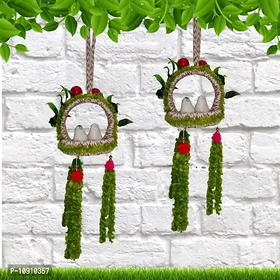 Handmade Artificial Flora Jute Balcony Hanging Birds Nest for Home Decor for Hall Patio Garden Combo-thumb0
