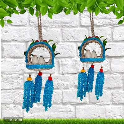 Handmade Artificial Flora Jute Balcony Hanging Birds Nest for Home Decor for Hall Patio Garden Combo