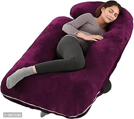 Full body Support Pregnancy Pillow for sleeping/Maternity Breastfeeding Pillow for Pregnant Women Velvet J Shaped Reversible-thumb0