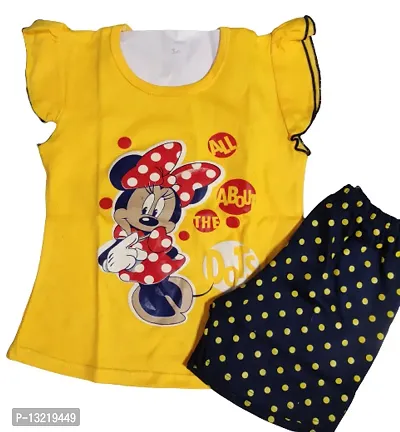 girls yellow black tshirts shorts  combo of 2 sets-thumb2