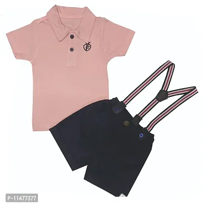 BIO FASHION BabyBoy Shorts Set with Suspender(Bk201Pink,18-24Months)