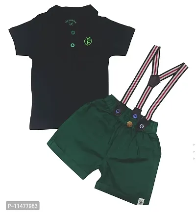 BIO FASHION BabyBoy Shorts Set with Suspender(BK201 Navy,18-24Months)
