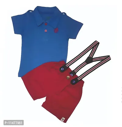 BIO FASHION BabyBoy Shorts Set with Suspender(Bk201RoyalBlue,18-24Months)
