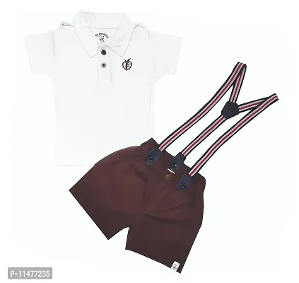 BIO FASHION BabyBoy Shorts Set with Suspender(Bk201White,18-24Months)-thumb0