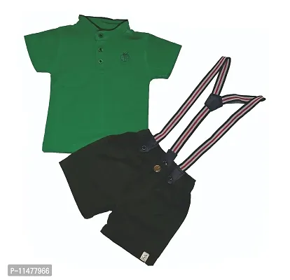 BIO FASHION BabyBoy Shorts Set with Suspender(BK202Green,6-12Months)