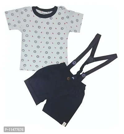 BIO FASHION BabyBoy Shorts Set with Suspender(Bk203 Navy,18-24Months)