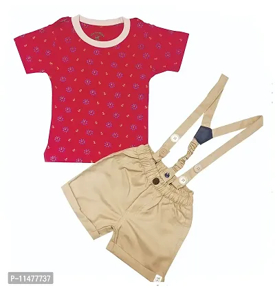BIO FASHION BabyBoy Shorts Set with Suspender(Bk203Beige,12-18Months)