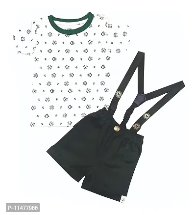 BIO FASHION BabyBoy Shorts Set with Suspender(Bk203Green,6-12Months)