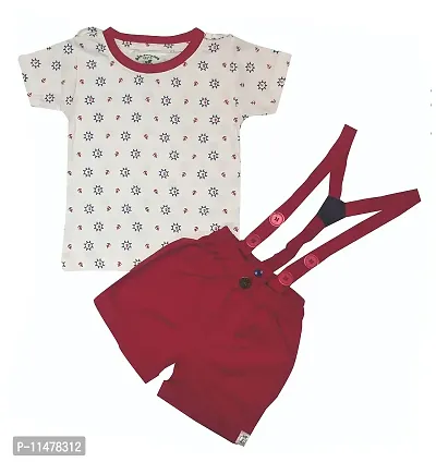 BIO FASHION BabyBoy Shorts Set with Suspender(Bk203 Red,18-24Months)