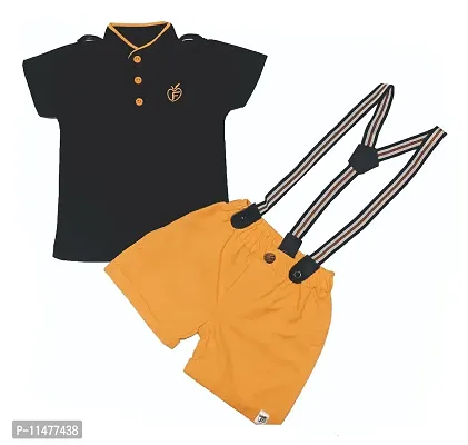 BIO FASHION BabyBoy Shorts Set with Suspender(BK202 Navy,12-18Months)
