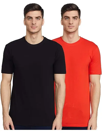 Cotton Blend Solid Round Neck Tees Combo