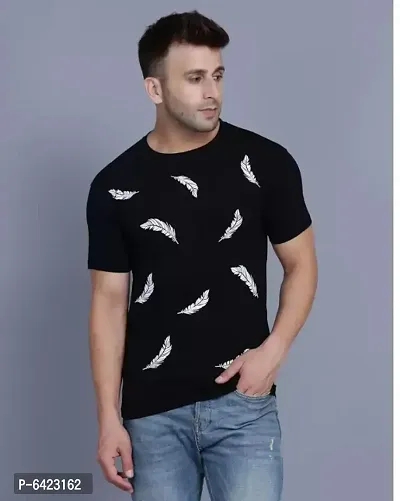 MENS COTTON ROUND NECK BLACK PRINTED TSHIRTS