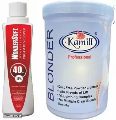 Hair Cream Developer 250Ml With Kamill 200Gm Blonder Powder Lift Up To 9 Level-450 Ml-thumb0