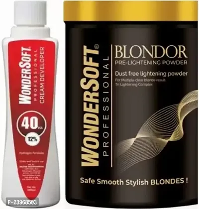 Professional Hair Blonder Powder With 40% Volume Hair Cream 250Ml Developer-460 Ml