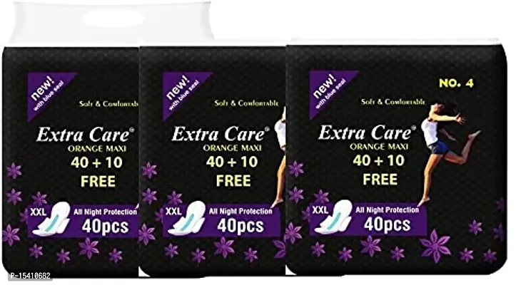 Extra Care Sanitary Pads Orange Maxi for Women | Dry-net Soft  Comfortable Sanitary Napkins for Day  Night Protection 150 Sanitary Pad (Pack of 3)-thumb0