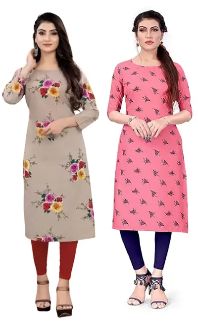 Stylish Crepe Printed Kurti - Pack of 2