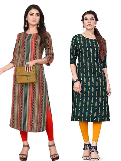 Stylish Crepe Printed Kurti - Pack of 2