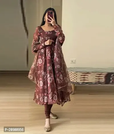 Fancy Organza Gown With Dupatta for Women