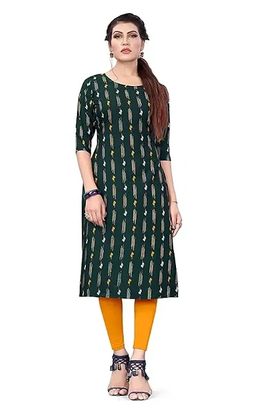 Great Choice Stylish Women's Crepe Yellow Color Floral Printed Straight Kurti (C-350)