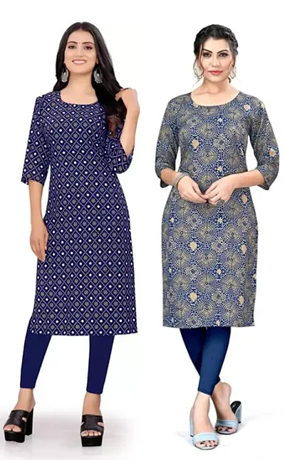 Stylish Crepe Printed Kurti - Pack of 2