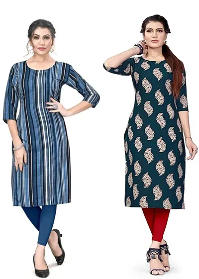 Stylish Crepe Printed Kurti - Pack of 2