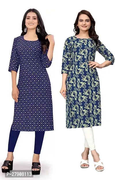 HAVY CREPE PRINTED A-LINE KURTI(PACK OF 2)-thumb0