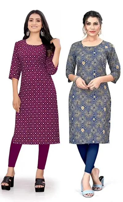 Stylish Crepe Printed Kurti - Pack of 2