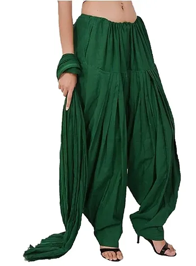 END FASHION WOMENS SEMI PATIALA SALWAR WITH DUPATTA (FREE SIZE) (GREEN)