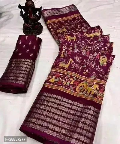 Stylish Dola Silk Purple Woven Design Saree with Blouse piece For Women