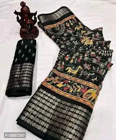 Stylish Dola Silk Black Woven Design Saree with Blouse piece For Women