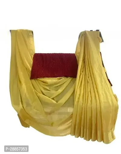 Stylish Cotton Yellow Solid Saree with Blouse piece For Women
