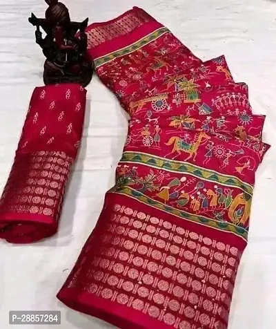 Stylish Dola Silk Red Woven Design Saree with Blouse piece For Women