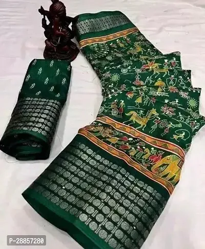 Stylish Dola Silk Green Woven Design Saree with Blouse piece For Women