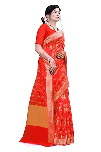 Women?s Daily/Party/Wedding/Casual Wear Rapier Jacquard Banarasi Cotton Silk Saree With Jacquard Designed Unstitched Blouse Piece.-thumb2