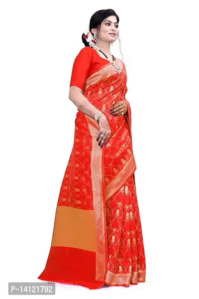 Women?s Daily/Party/Wedding/Casual Wear Rapier Jacquard Banarasi Cotton Silk Saree With Jacquard Designed Unstitched Blouse Piece.-thumb3