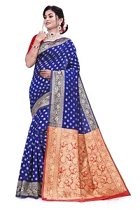 Women?s Daily/Party/Wedding/Casual Wear Rapier Jacquard Banarasi Cotton Silk Saree With Jacquard Designed Unstitched Blouse Piece.-thumb1