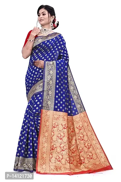 Women?s Daily/Party/Wedding/Casual Wear Rapier Jacquard Banarasi Cotton Silk Saree With Jacquard Designed Unstitched Blouse Piece.-thumb2