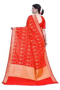 Women?s Daily/Party/Wedding/Casual Wear Rapier Jacquard Banarasi Cotton Silk Saree With Jacquard Designed Unstitched Blouse Piece.-thumb3