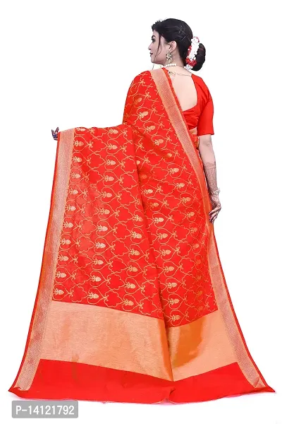 Women?s Daily/Party/Wedding/Casual Wear Rapier Jacquard Banarasi Cotton Silk Saree With Jacquard Designed Unstitched Blouse Piece.-thumb4